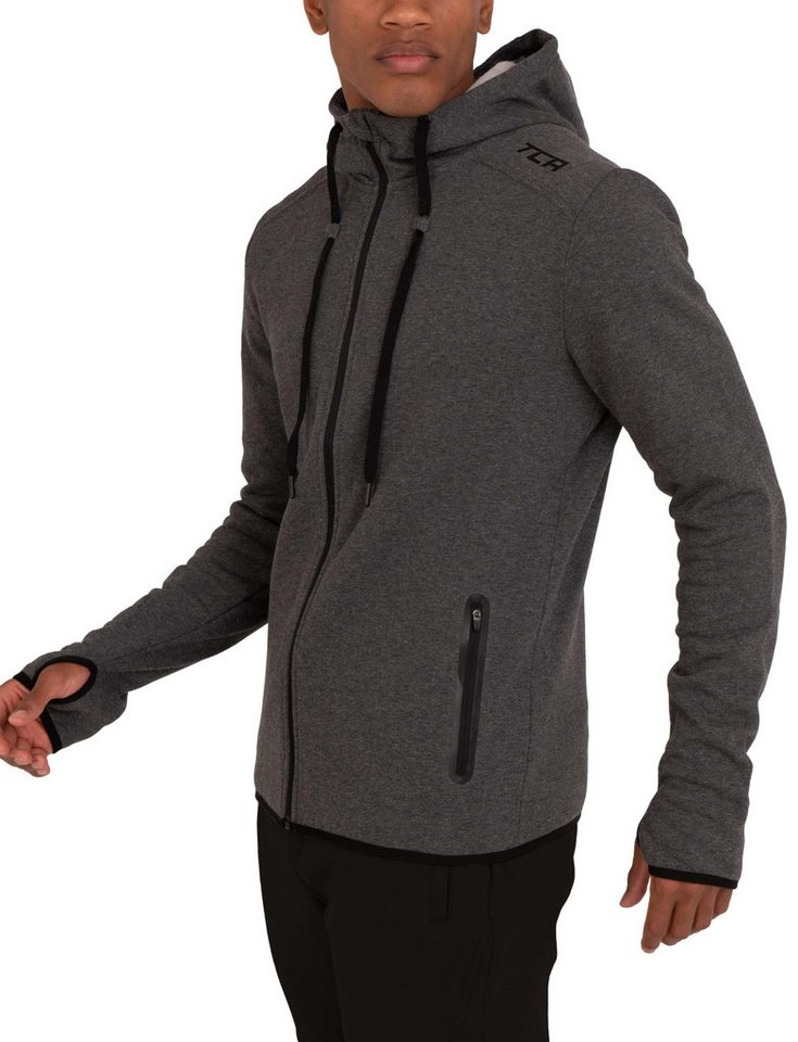 TCA Trainingspullover TCA Herren Hoodie mit Kapuze und Reißverschluss - Grau, XL (1-tlg) von TCA