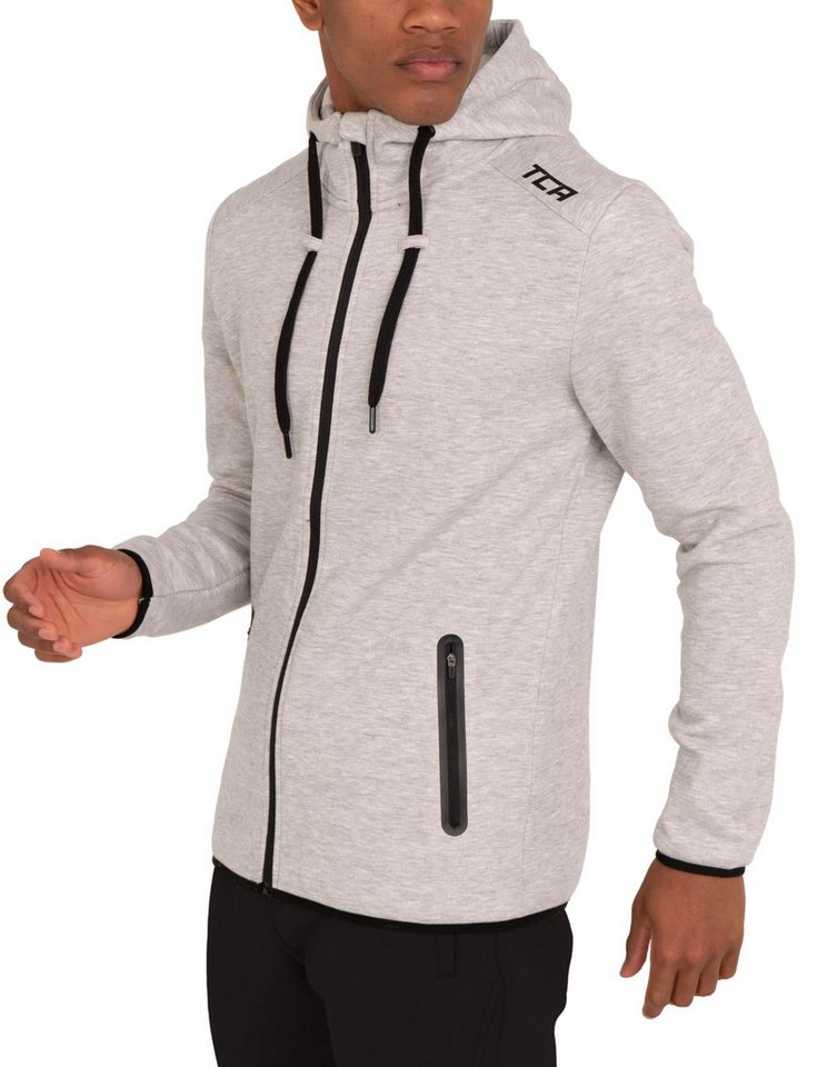 TCA Trainingspullover TCA Herren Hoodie mit Kapuze und Reißverschluss - Hellgrau, M (1-tlg) von TCA