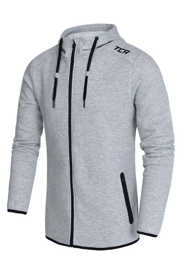 TCA Trainingspullover TCA Herren Hoodie mit Kapuze und Reißverschluss - Hellgrau, XL (1-tlg) von TCA