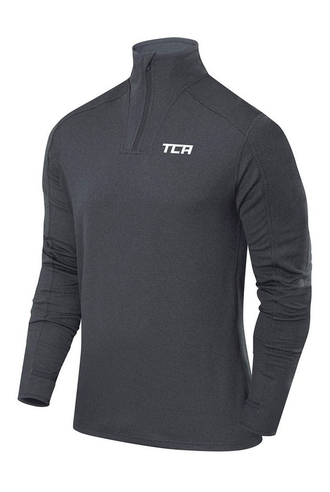 TCA Trainingsshirt TCA Herren Cloud Fleece Sporttop mit Reißverschluss - Hellgrau (1-tlg) von TCA