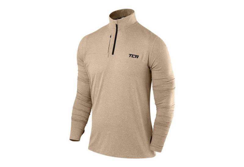 TCA Trainingsshirt TCA Herren Langarm Laufshirt mit Reißverschluss - Beige, XXL (1-tlg) von TCA