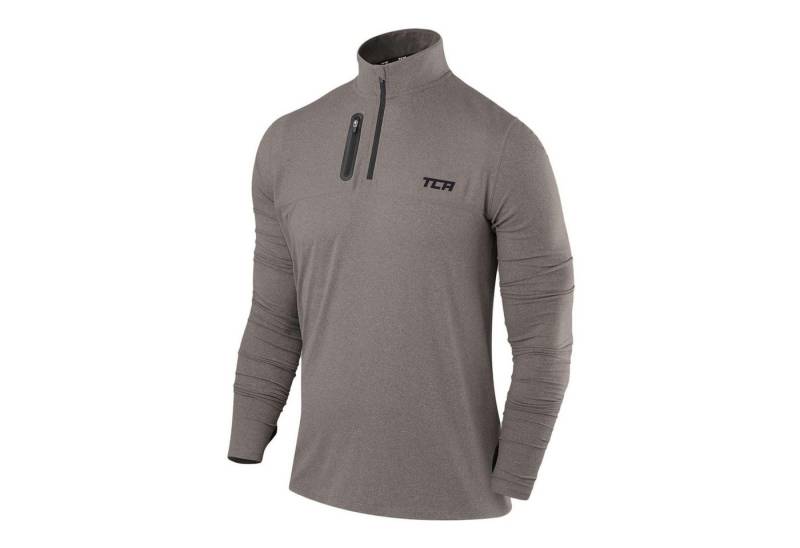TCA Trainingsshirt TCA Herren Langarm Laufshirt mit Reißverschluss - Dunkelgrau, S (1-tlg) von TCA