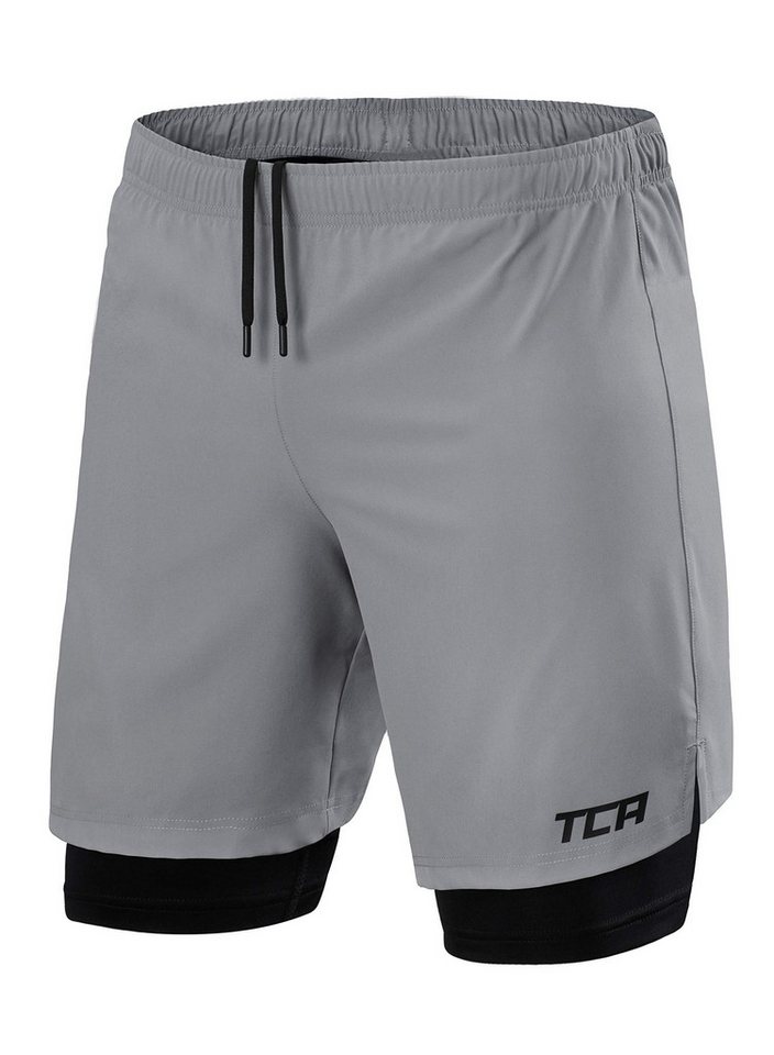 TCA Trainingsshorts TCA Herren 2-in-1 Laufhose mit Kompressionshose - Hellgrau, XL (1-tlg) von TCA
