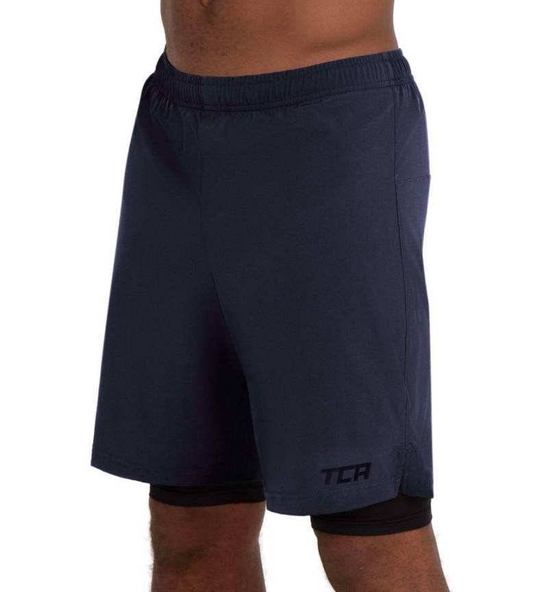 TCA Trainingsshorts TCA Herren 2 in 1 Laufhose mit Kompressionshose - Dunkelblau/Schwarz (1-tlg) von TCA