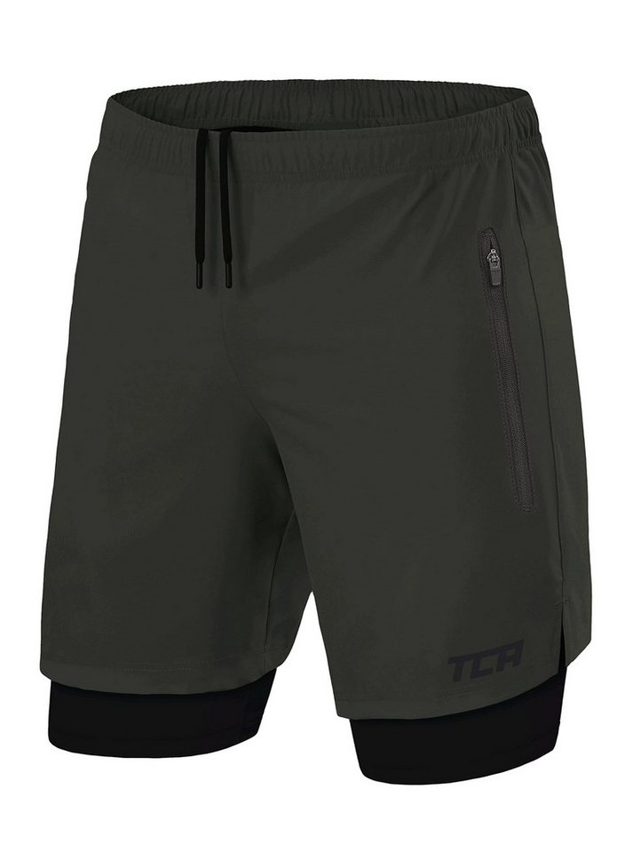 TCA Trainingsshorts TCA Herren 2-in-1 Laufhose mit Kompressionshose - Grün (XXL) (1-tlg) von TCA