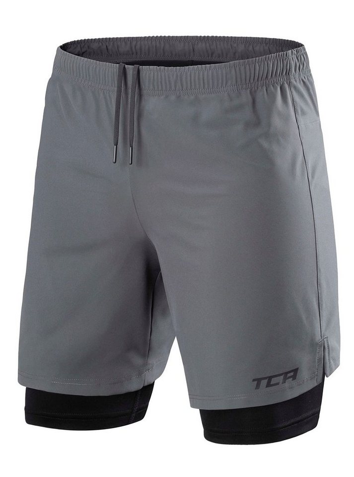 TCA Trainingsshorts TCA Herren 2 in 1 Laufhose mit Kompressionshose - Grau, L (1-tlg) von TCA