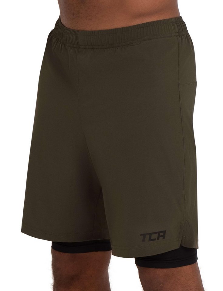 TCA Trainingsshorts TCA Herren 2-in-1 Laufhose mit Kompressionshose - Grün, XL (1-tlg) von TCA
