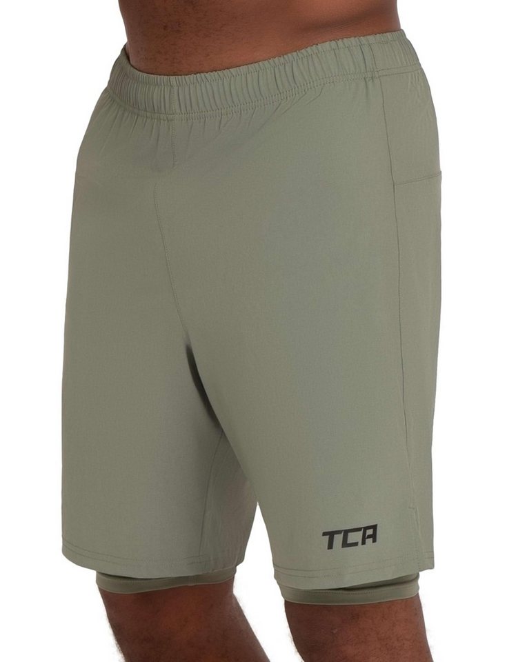 TCA Trainingsshorts TCA Herren 2-in-1 Laufhose mit Kompressionshose - Grün/Grün, XXL (1-tlg) von TCA