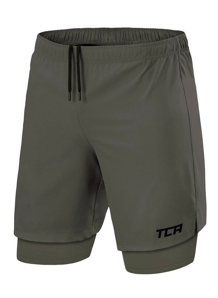 TCA Trainingsshorts TCA Herren 2-in-1 Laufhose mit Kompressionshose - Grün/Grün, M (1-tlg) von TCA