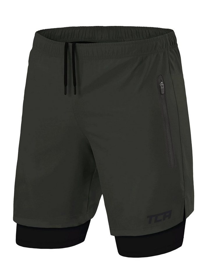 TCA Trainingsshorts TCA Herren 2-in-1 Laufhose mit Kompressionshose - Grün (XL) (1-tlg) von TCA