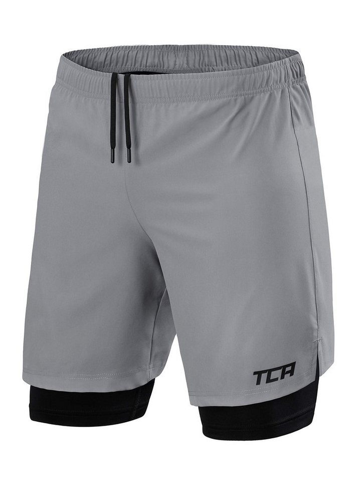 TCA Trainingsshorts TCA Herren 2-in-1 Laufhose mit Kompressionshose - Hellgrau, XL (1-tlg) von TCA
