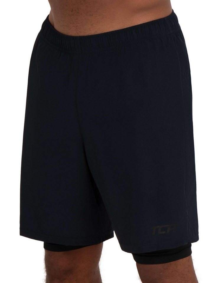 TCA Trainingsshorts TCA Herren 2 in 1 Laufhose mit Kompressionshose - Schwarz, L (1-tlg) von TCA