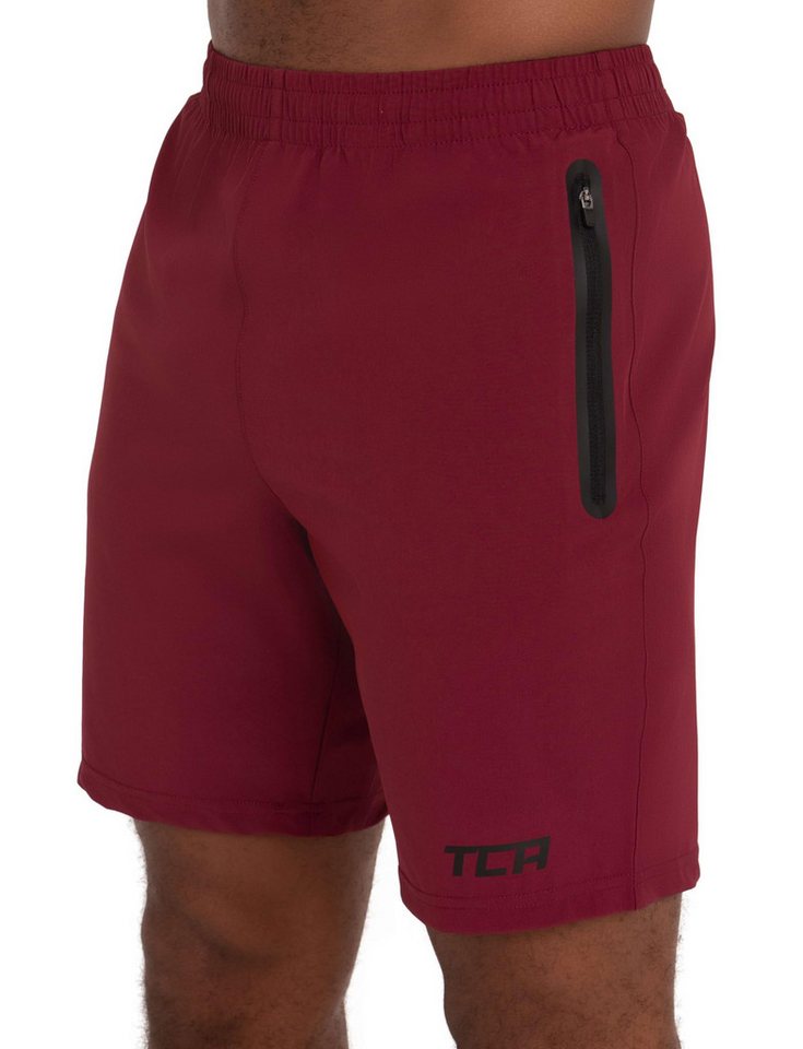 TCA Trainingsshorts TCA Herren Elite Tech Laufhose mit Reißverschlusstaschen - Rot, S (1-tlg) von TCA