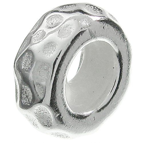 2 Stück 925 Sterling Silber Runde Gummistopper gehämmert Ring Perle für europäische Charm-Armbänder von TCC Sourcing