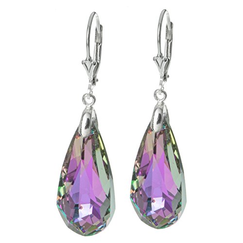 Vitrail Ohrringe Sterling-Silber 925 Swarovski-Kristalle Tropfenform Hellviolett Klappbügel von TCC Sourcing