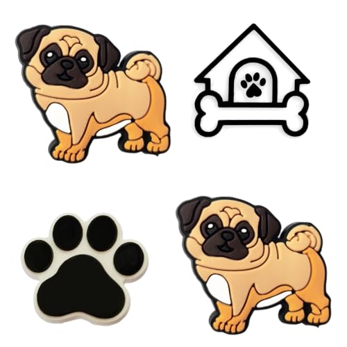 TCHARIRY Schuh-Anhänger "Deutscher Schäferhund", niedlicher Schäferhund, Dekoration, Geschenk für Jungen, Kinder, Jugendliche und Erwachsene, 4 Stück, C1, Einheitsgröße von TCHARIRY