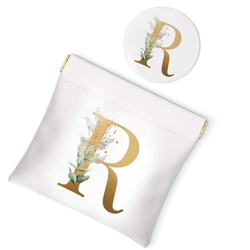 Personalisierte Kosmetiktasche mit Anfangsbuchstaben und Spiegel, Taschen für Geldbörse, tragbare Mini-Make-up-Tasche, kein Reißverschluss, multifunktionale Aufbewahrungstasche für Lippenstifte, von TCJIU