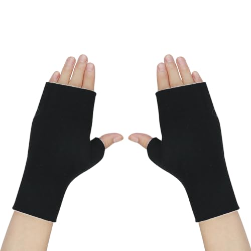 Handstulpen Fingerlos Damen Armstulpen mit Daumenloch Handschuhe Gefüttert Warm Fäustlinge Lang Weich Pulswärmer Handgelenke Winddicht Armwärmer Winterhandschuhe für Herren Wandern Outdoor Schwarz von TCNGKIJIUK