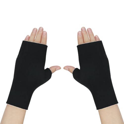 Handstulpen Fingerlos Kinder Armstulpen mit Daumenloch Handschuhe Gefüttert Warm Fäustlinge Lang Weich Pulswärmer Handgelenke Winddicht Armwärmer Winterhandschuhe für Mädchen Junge Outdoor Schwarz von TCNGKIJIUK