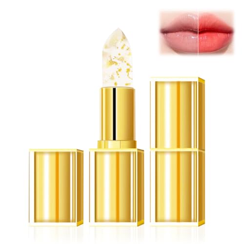 Color Changing Lipstick, Gold Crystal Color Changing Lipstick, Long Lasting 24 Hours Moisturizing Glossy Shine Lip Gloss for Women (Gold) (1pcs) von TCTCTW