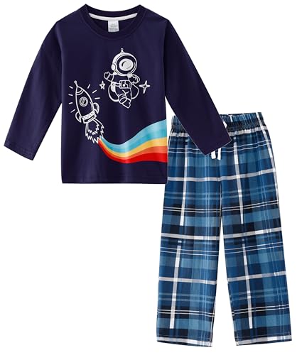 TCWWBB Jungen Bekleidungsset Kleinkinder Langarm Sweatshirt und Hose Dinosaurier Tier Raum Winter Herbst 2-teiliges Baumwolle Outfits Set 1-7 Jahre 92 98 104 110 116 122 von TCWWBB