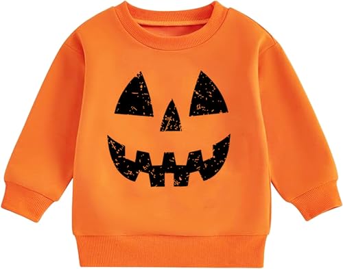 TCWWBB Kinder Jungen Halloween Sweatshirt Pullover Langarm Baumwolle Kürbis Skelett Winter Oberteile 1-7 Jahre 92 98 104 110 116 122 von TCWWBB