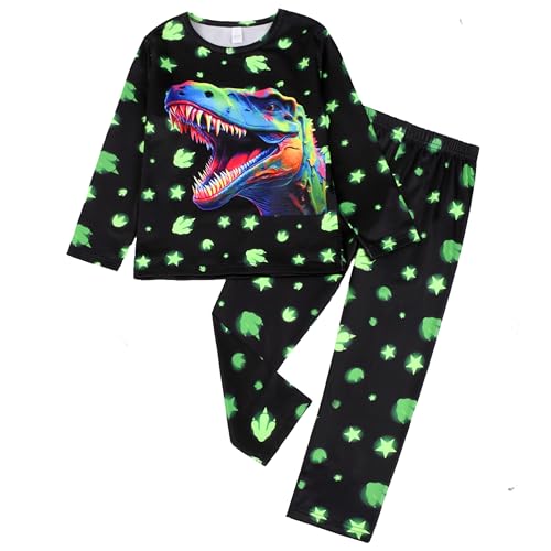 TCWWBB Kinder Schlafanzug Jungen Mädchen Langarm Zweiteilig Pyjama Set Dinosaurier Bagger Einhorn Polyesterfasern Winter Schlafanzüge Nachtwäsche Größe 2-8 Jahre 98 104 110 116 122 128 von TCWWBB