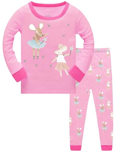 TCWWBB Kinder Schlafanzug Jungen Mädchen Langarm Zweiteilig Pyjama Set Dinosaurier Bagger Einhorn Polyesterfasern Winter Schlafanzüge Nachtwäsche Größe 2-8 Jahre 98 104 110 116 122 128 von TCWWBB