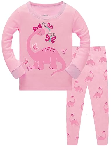 TCWWBB Kinder Schlafanzug Jungen Mädchen Langarm Zweiteilig Pyjama Set Dinosaurier Bagger Einhorn Polyesterfasern Winter Schlafanzüge Nachtwäsche Größe 2-8 Jahre 98 104 110 116 122 128 von TCWWBB
