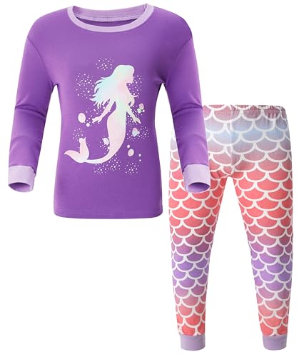 TCWWBB Kinder Schlafanzug Jungen Mädchen Langarm Zweiteilig Pyjama Set Dinosaurier Bagger Einhorn Polyesterfasern Winter Schlafanzüge Nachtwäsche Größe 2-8 Jahre 98 104 110 116 122 128 von TCWWBB