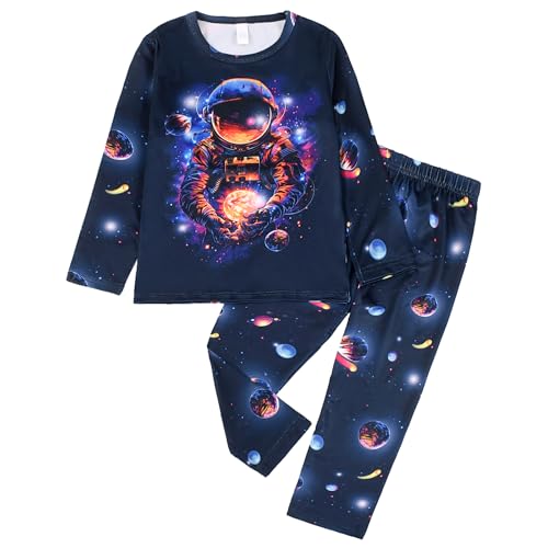 TCWWBB Kinder Schlafanzug Jungen Mädchen Langarm Zweiteilig Pyjama Set Dinosaurier Bagger Einhorn Polyesterfasern Winter Schlafanzüge Nachtwäsche Größe 2-8 Jahre 98 104 110 116 122 128 von TCWWBB