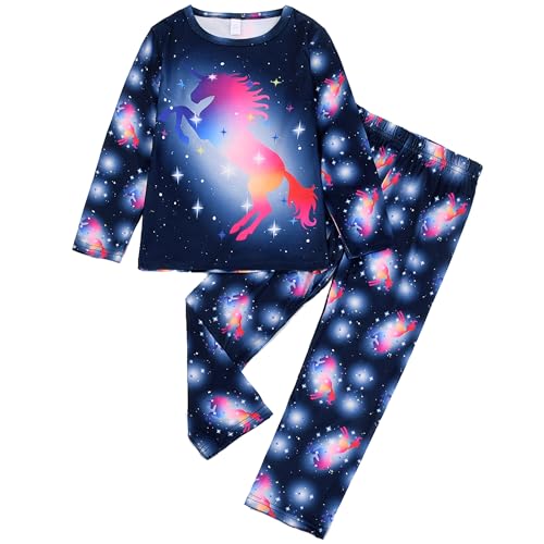 TCWWBB Kinder Schlafanzug Jungen Mädchen Langarm Zweiteilig Pyjama Set Dinosaurier Bagger Einhorn Polyesterfasern Winter Schlafanzüge Nachtwäsche Größe 2-8 Jahre 98 104 110 116 122 128 von TCWWBB