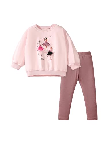 TCWWBB Mädchen Bekleidungsset Lange Tops Kinder Kleidung Baumwolle Langarm Sweatshirt Top+Leggings Rock Hose Einhorn Outfits Kleidung Set Kinder 2 Piece Set Größe 1-7 Jahre 92 98 104 110 116 122 von TCWWBB