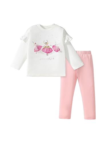TCWWBB Mädchen Bekleidungsset Lange Tops Kinder Kleidung Baumwolle Langarm Sweatshirt Top+Leggings Rock Hose Einhorn Outfits Kleidung Set Kinder 2 Piece Set Größe 1-7 Jahre 92 98 104 110 116 122 von TCWWBB