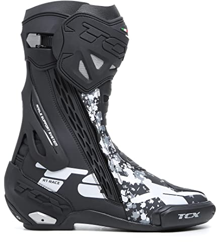 TCX Herren Rt-Race Motorcycle Boot, Schwarz Weiß Grau, 41 EU von TCX