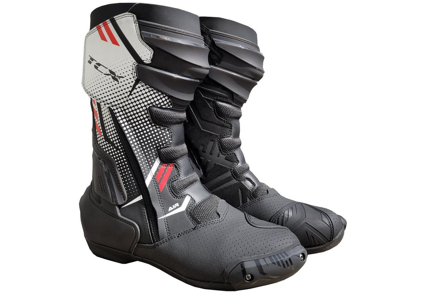 TCX TCX S-TR1 Air Motorradstiefel Herren schwarz / weiss / rot 47 Motorradstiefel (Packung, Antistatische und Öl- und Benzinfeste Sohle) von TCX