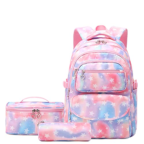 Schulrucksack Mädchen Teenager Vintage Rucksack Set Für Mädchen Floral Schulranzen Laptop Schultaschen Für Damen Schule Reise Mit Lunchpaket Tasche Und Mäppchen, Einheitsgröße von TCYIN