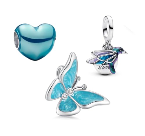TCZNAF Blaue Kombination Charms Armbände Bead Compatible fü Armband Christmas Schmuck für Damen Muttertag Valentinstag von TCZNAF