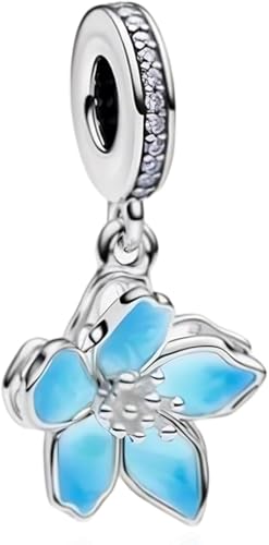 TCZNAF Blue Blossom Charms Armbände Bead Compatible für Armband Christmas Schmuck für Damen Muttertag Valentinstag von TCZNAF