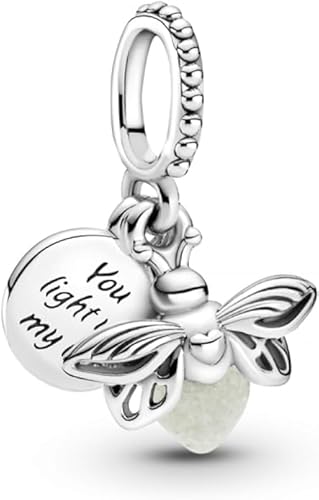 TCZNAF Glow in the Dark- Glühwürmchen Charms Anhänger Silber 925 für Armbänder, kompatibel mit europäischen Armbändern und Halskette Schmuck für Frauen von TCZNAF