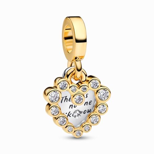 TCZNAF Gold Sparkling Heart Charms Armbände Bead Compatible fü Armband Christmas Schmuck für Damen Muttertag Valentinstag von TCZNAF