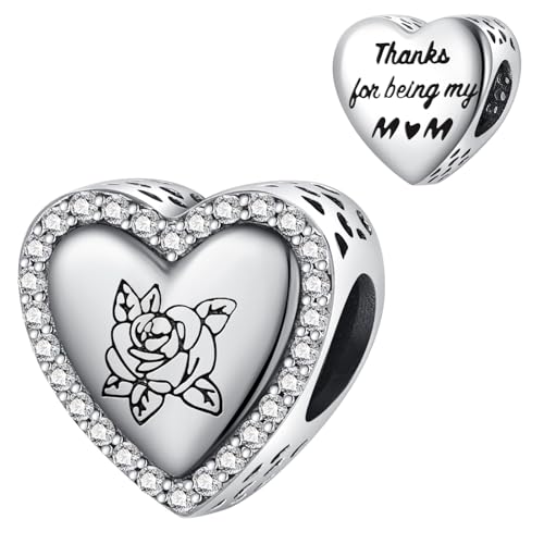 TCZNAF Mom's Rose Armband Charms kompatibel mit Europäische Armbänder Halsketten Muttertag Bead Charm für Damen von TCZNAF
