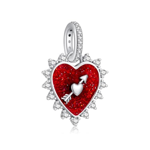 TCZNAF Rote Herz Charms Armbände Bead Compatible fü Armband Christmas Schmuck für Damen Muttertag Valentinstag von TCZNAF