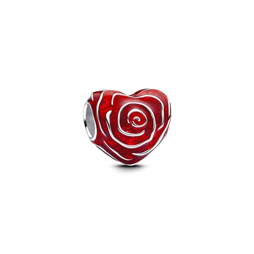 TCZNAF Rote Rose Charms Armbände Bead Compatible fü Armband Schmuck für Damen Muttertag Valentinstag von TCZNAF