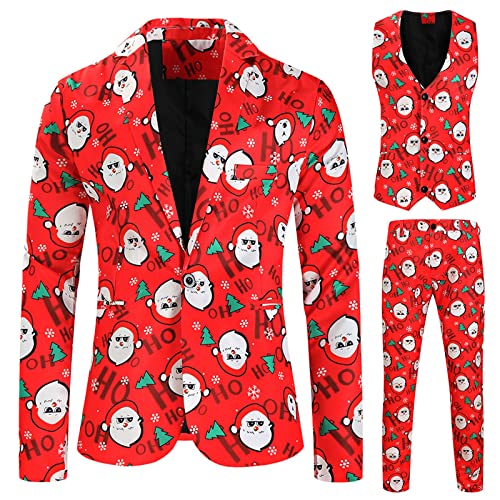 Anzug Herren 3 Teilig Regular Fit Weihnachtsanzug Verschiedene Drucke Festlich Weihnachten Sakko Blazer Anzugjacke + Anzughose + Weste Set Button Freizeitanzug Party Suits f黵 Festlich Anzug Herren 3 Teilig Regular Fit Weihnachtsanzug Verschiedene Drucke Festlich Weihnachten Sakko Blazer Anzugjacke + Anzughose + Weste Set Button Freizeitanzug Party Suits f黵 Festlich von TDEOK