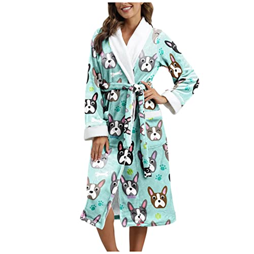 Bademantel Damen Muster Tiere Saunamantel 100% Baumwolle Mit Gürtel Hausmantel Morgenmantel Festlich Nachthemd Microfaser Schlafmantel Fleece Gefüttert Nachtwäsche Warm Schlafanzug Frottee Pyjama von TDEOK