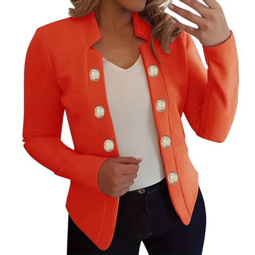 Blazer Damen Große Größen Kurz - Kurzblazer Damen Festlich - Blazer Jacke Kurzjacke Kurzblazer Sakko Anzug Jacke Military Slim Elegant Mit Goldenen Knöpfen Cardigan Sweat Revers Anzugjacke Kostüm von TDEOK