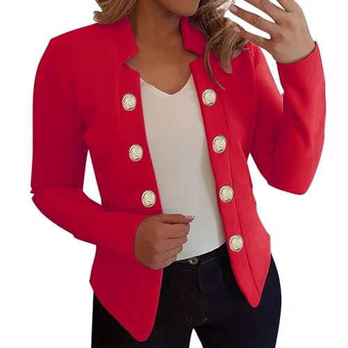Blazer Damen Große Größen Kurz - Kurzblazer Damen Festlich - Blazer Jacke Kurzjacke Kurzblazer Sakko Anzug Jacke Military Slim Elegant Mit Goldenen Knöpfen Cardigan Sweat Revers Anzugjacke Kostüm von TDEOK