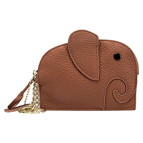 Brieftasche Damen Klein niedliche Cartoon-Geldbörse niedliche Brieftasche aus weichem Schlüsseletui Elefanten-Geldbörse Damen Geldbörsen Groß (Brown, One Size) von TDEOK