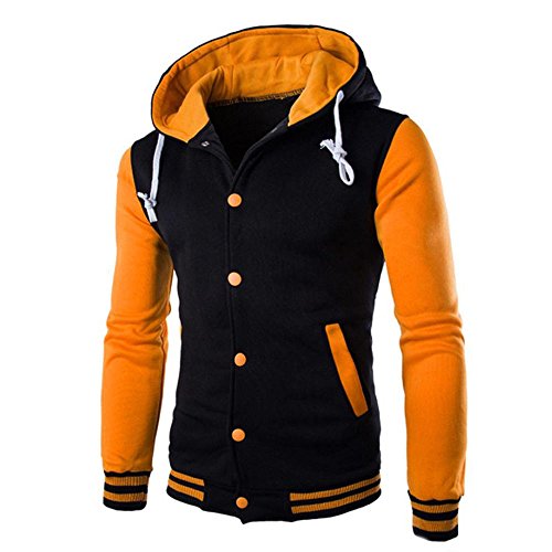 College Jacke Herren mit Kapuze Sportjacke Freizeitjacke Collegiate Jacket Bomberjacke 麭ergangsjacke Freizeit Baseball Blouson Sweatjacke Sweatshirt mit Tasten Hoodie Oldschool Style von TDEOK